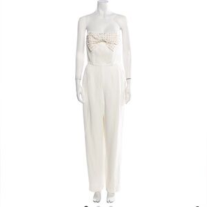 NWT Saloni white bow strapless jumpsuit size 6 wedding bachelorette bride bridal